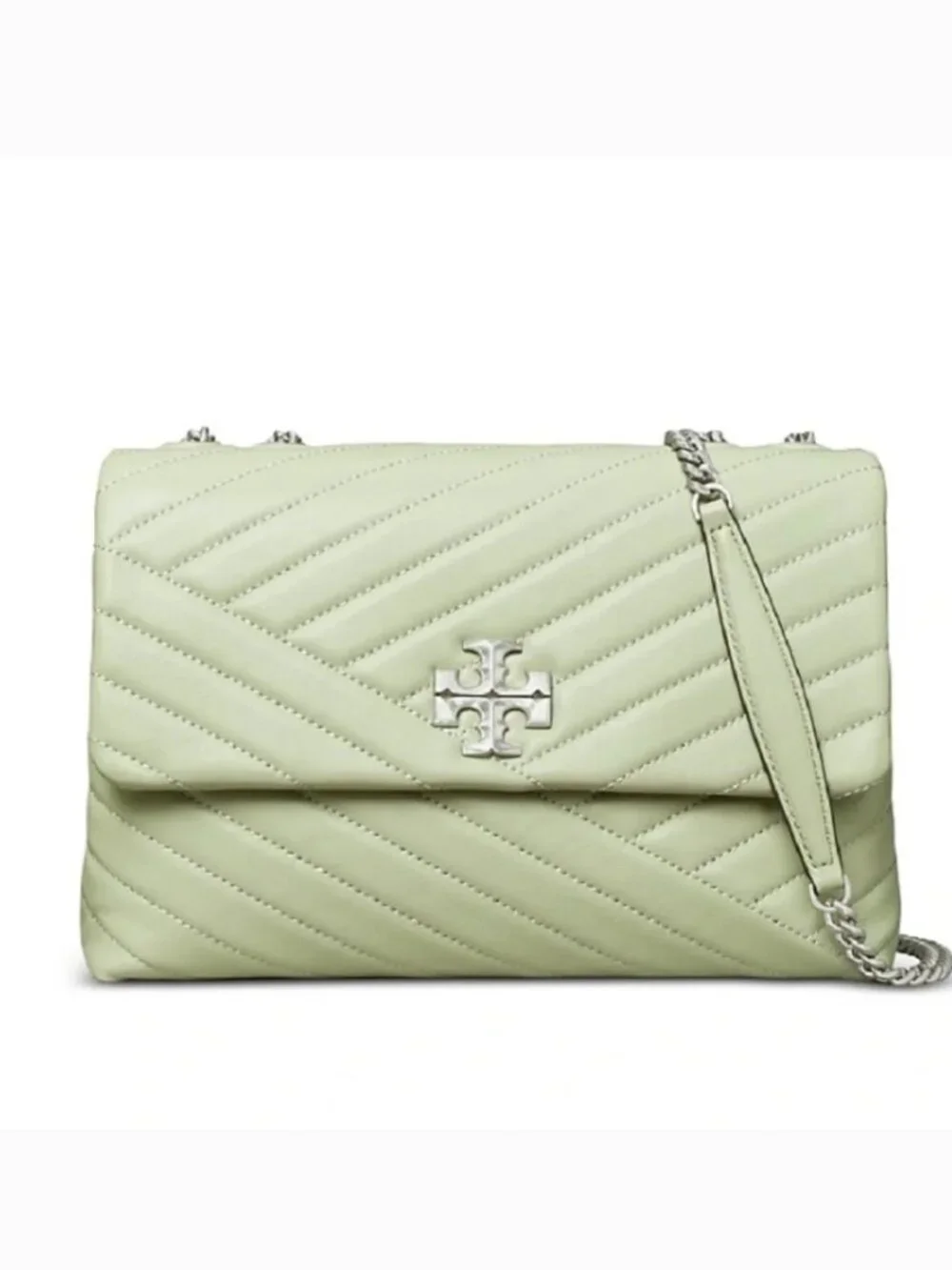 Tory Burch Kira Chevron Small Convertible Shoulder Bag in Pine Frost